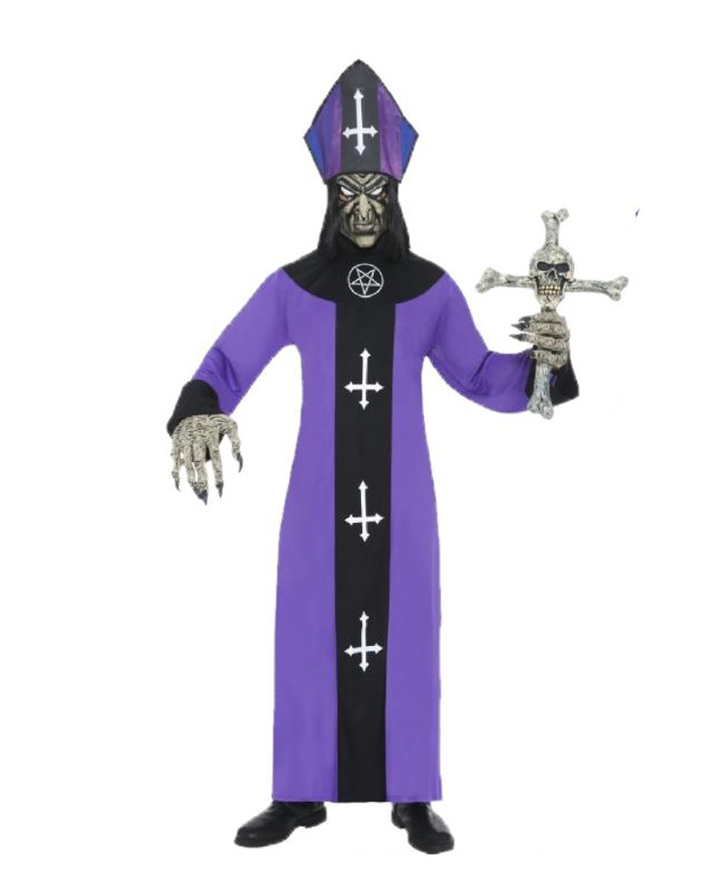 Costume Halloween Adulto Sacerdote Vescovo Maligno chiesa Smiffys *11925  