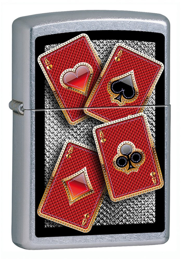 Accendino Zippo Carte Poker Cromato a Benzina | Pelusciamo.com