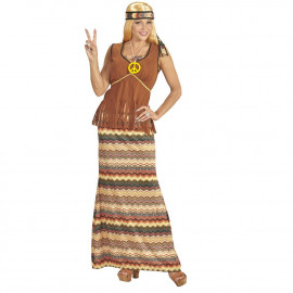 Costume Carnevale Donna Hippie Girl Vestito Anni 60 PS 35471