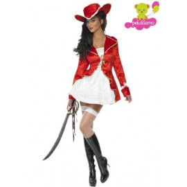 Costume Carnevale Donna travestimento Pirata Rosso *12559