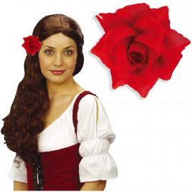 1 Molletta per Capelli Con Rosa , Decorazione Costume Carnevale PS 02653