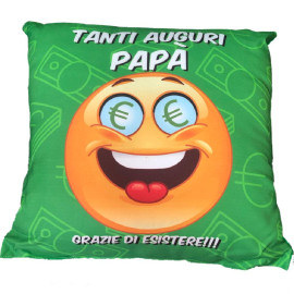 Mini Cuscino Con Ventosino Tanti Auguri Papa' Grazie di Esistere Verde 20x20 cm PS 21520