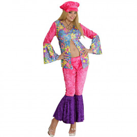Costume Carnevale Donna Hippie Figli dei Fiori Anni 60 PS 28705