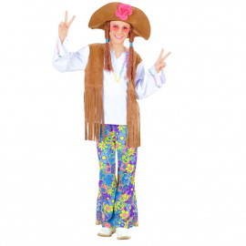 Costume Carnevale Woodstock Girl Travestimento Hippie Anni 60 PS 35448
