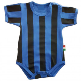 Body Neonato Nero Azzurro Manica Corta Abbigliamento Calcio PS 32768