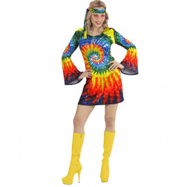 Vestito Donna Psichedelico Anni 60, Costume Carnevale Hippie PS 26558