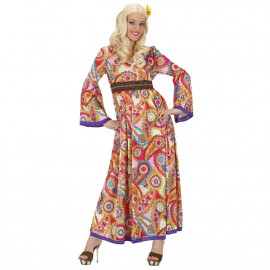 Costume Carnevale Donna Hippie Woman Vestito Anni 60 PS 35482