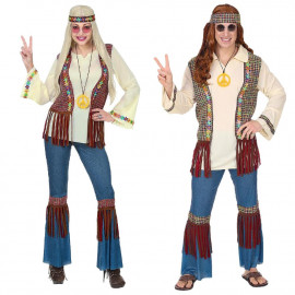 Costume Carnevale Hippie Figli Dei Fiori Vestito Anni 60 PS 35511