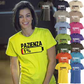 T-Shirt Donna Pazienza 1% Maglietta Simpatica Manica Corta PS 28870-A001