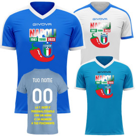 Maglia Tecnica Calcio Scudetto Napoli Peperoncino Campioni D'Italia 2023 3 Scudetti PS 40538-NAP-7