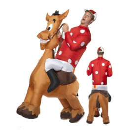 Costume Carnevale Adulto Fantino a Cavallo Animale Autogonfiante *12231