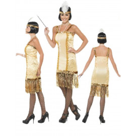 Costume Carnevale Donna Charleston Oro Anni 20, 30 Ballo smiffys *16232