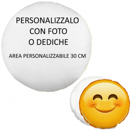 Cuscino Emoji Smile Tondo 35 cm Personalizzabile Foto o Frasi PS 13089 Gadget Personalizzato
