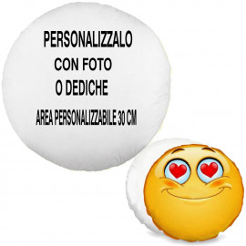 Cuscino Emoji Tondo 35 cm Personalizzabile Foto o Frasi PS 13088 Gadget Personalizzato