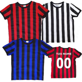 T-shirt Maglia Calcio In Cotone Bianco Nero Rosso Nero Nero Azzurro Personalizzabile PS 18237