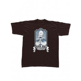 T-Shirt Maglietta Homer Simpson Praise Jebus Abbigliamento Uomo Adulto PS 05745