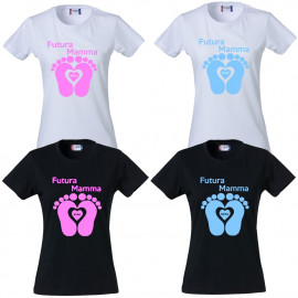 T-Shirt Donna Futura Mamma Bimbo Bimba Maglietta Manica Corta PS 28870-BABY Baby Shower