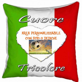 Cuscino Tifoso Cuore tricolore 40x40 cm Personalizzabile Foto o Frasi PS 10354 Gadget Personalizzato