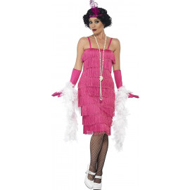 Costume Carnevale Donna Charleston Rosa Flapper Gonna Lunga PS 25322