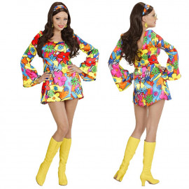 Vestito Anni 60 FLOWER POWER Costume Carnevale Hippie PS 35459