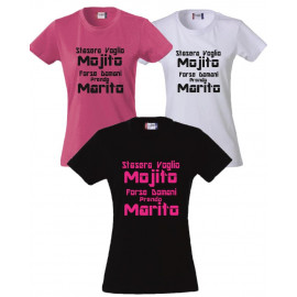 T-shirt Donna Stasera Voglio Mojito Domani Forse Prendo Marito Addio al Nubilato PS 28870-Mojito