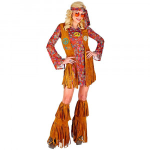 Costume Carnevale Donna Hippie Woman Vestito Anni 60 PS 35482