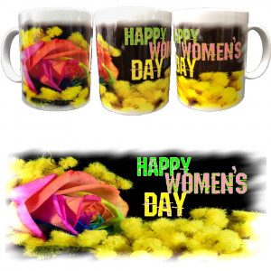 Tazza Happy Women's Day Festa Della Donna Gadget Idea Regalo PS 09370-93 pelusciamo store Marchirolo (VA) Tel 0332 997041