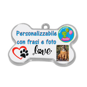 Medaglietta a Forma di Osso Personalizzabile Foto E Frasi Gadget Personalizzati  PS 11439