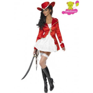 Costume Carnevale Donna travestimento Pirata Rosso *12559
