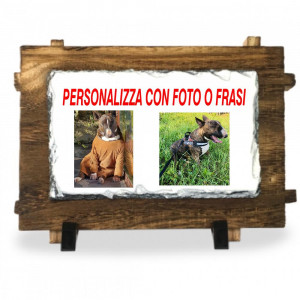 Cornice Pietra Ardesia Con Legno Personalizzabile 10x15 cm PS 12750 | Pelusciamo.com