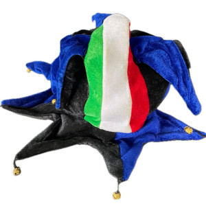 Cappello Giullare Nero Azzurro Cappello Con Tricolore Calcio One Size PS 13902