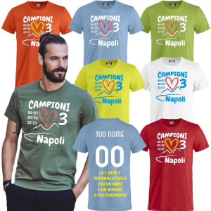 T-shirt Napoli Campioni D'Italia 86/87 89/90 22/23 3 Scudetti Maglietta Scudetto PS 27431-NAP-5