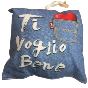Mini Cuscino Ti Voglio Bene Jeans Con Ventosino 13 cm PS 21392