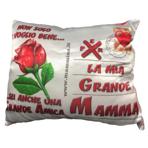 Cuscino Per La Mia Grande Mamma Rosa Rossa Amica 30x25 cm PS 21428 Pelusciamo Store Marchirolo (VA) TEL 377 4805500