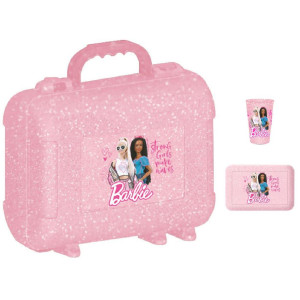 Valigietta con Manico Barbie 1 Box Portamerenda 1 Bicchiere PS 41371