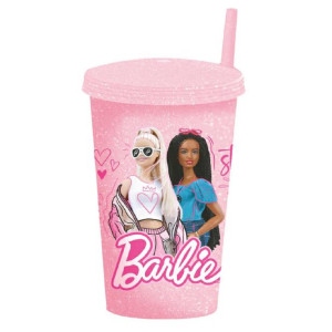 Bicchiere Con Coperchio e Cannuccia Barbie in Polipropilene PS 41373