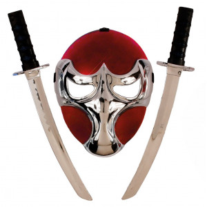Set Ninja lusso, Rosso Argento Accessori Costume Carnevale PS 09335 Pelusciamo Store Marchirolo