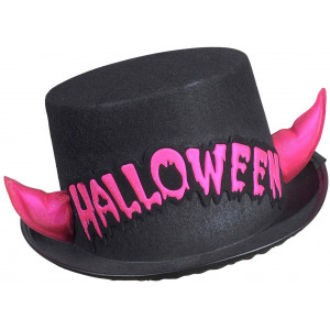 Cappello Halloween In Feltro Cilindro Nero Corna  PS 10317 Pelusciamo Store Marchirolo (va) Tel 0332 997041