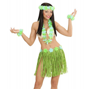 Accessorio Costume Carnevale  Set Hawaiana Verde  Hawaii  | pelusciamo.com
