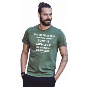 T-shirt Digital Green Pass Covid Sars Con Data Vaccinazione Personalizzata PS 27431-A051