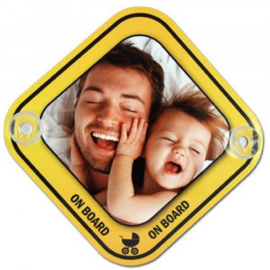 Targa Con Ventosini Baby On Board  Personalizzabile 13x13 cm. PS 09891 Pelusciamo Store Marchirolo