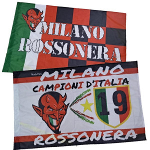 Bandiera RossoNera Scacchi Scudetto Milan Campioni D'Italia 19 Scudetti PS 01919