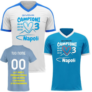 Maglia Calcio Scudetto Napoli Maglietta Campioni D'Italia 2023 3 Scudetti PS 40538-NAP-5