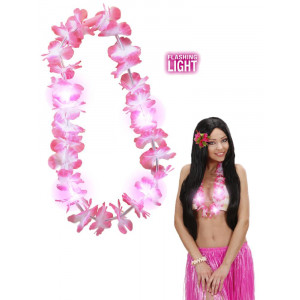 Collana Hawaiana Rosa Luminosa , Festa Party Hawaii *15375 | pelusciamo.com