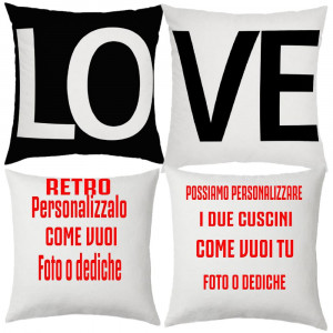 Coppia Cuscini LOVE Personalizzabili Con Foto 40x40 cm PS 10356 Pelusciamo Store Marchirolo