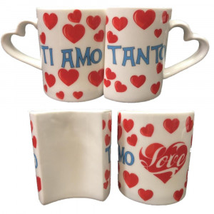 Coppia Tazze In Ceramica Manico Cuore Ti Amo Tanto PS 13515-0001 Pelusciamo Store Marchirolo