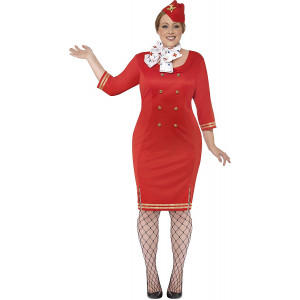 Costume Carnevale Donna Hostess Rosso PS 08124 Travestimento Taglie Forti Pelusciamo Store Marchirolo