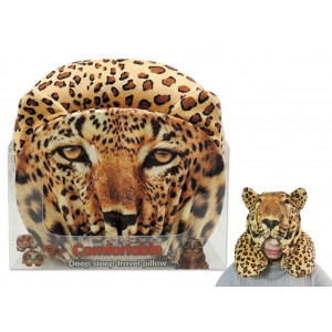 Cuscino da viaggio per il collo con cappuccio animale leopardo *00853