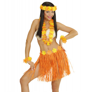 Accessorio Costume Carnevale  Set Hawaiana Arancio con  Fiori | pelusciamo.com
