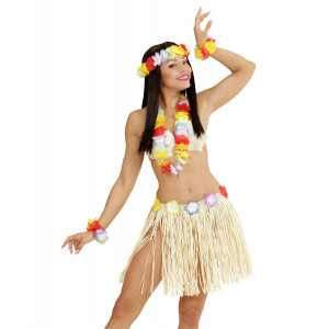 Accessorio Costume Carnevale  Set Hawaiana Paglia con  Fiori | pelusciamo.com